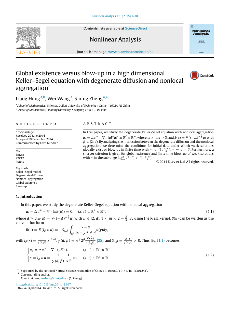 Global existence versus blow-up in a high dimensional Keller–Segel equation with degenerate diffusion and nonlocal aggregation 