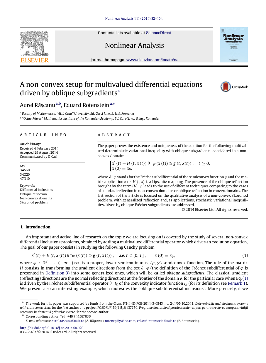 A non-convex setup for multivalued differential equations driven by oblique subgradients 