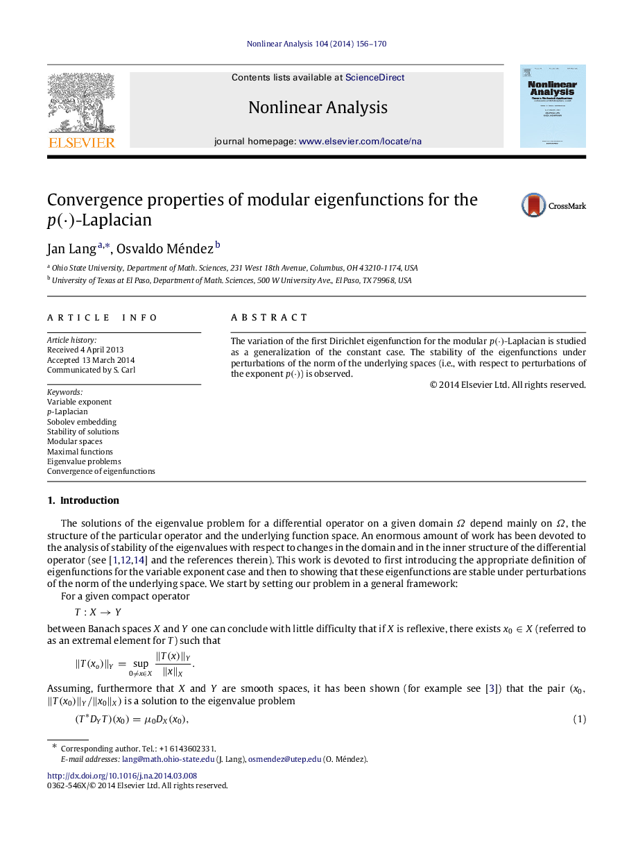 Convergence properties of modular eigenfunctions for the p(⋅)p(⋅)-Laplacian