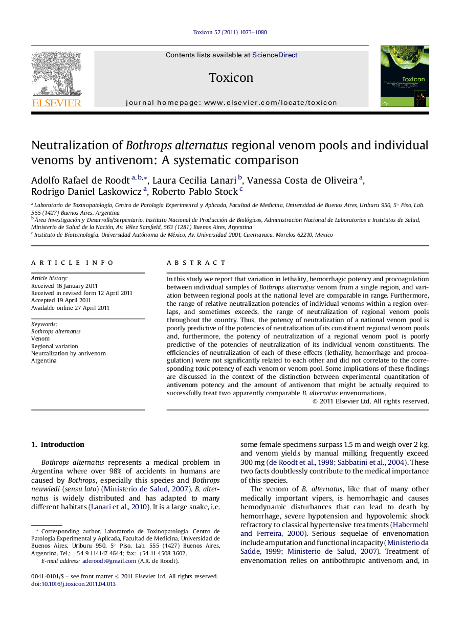 Neutralization of Bothrops alternatus regional venom pools and individual venoms by antivenom: A systematic comparison