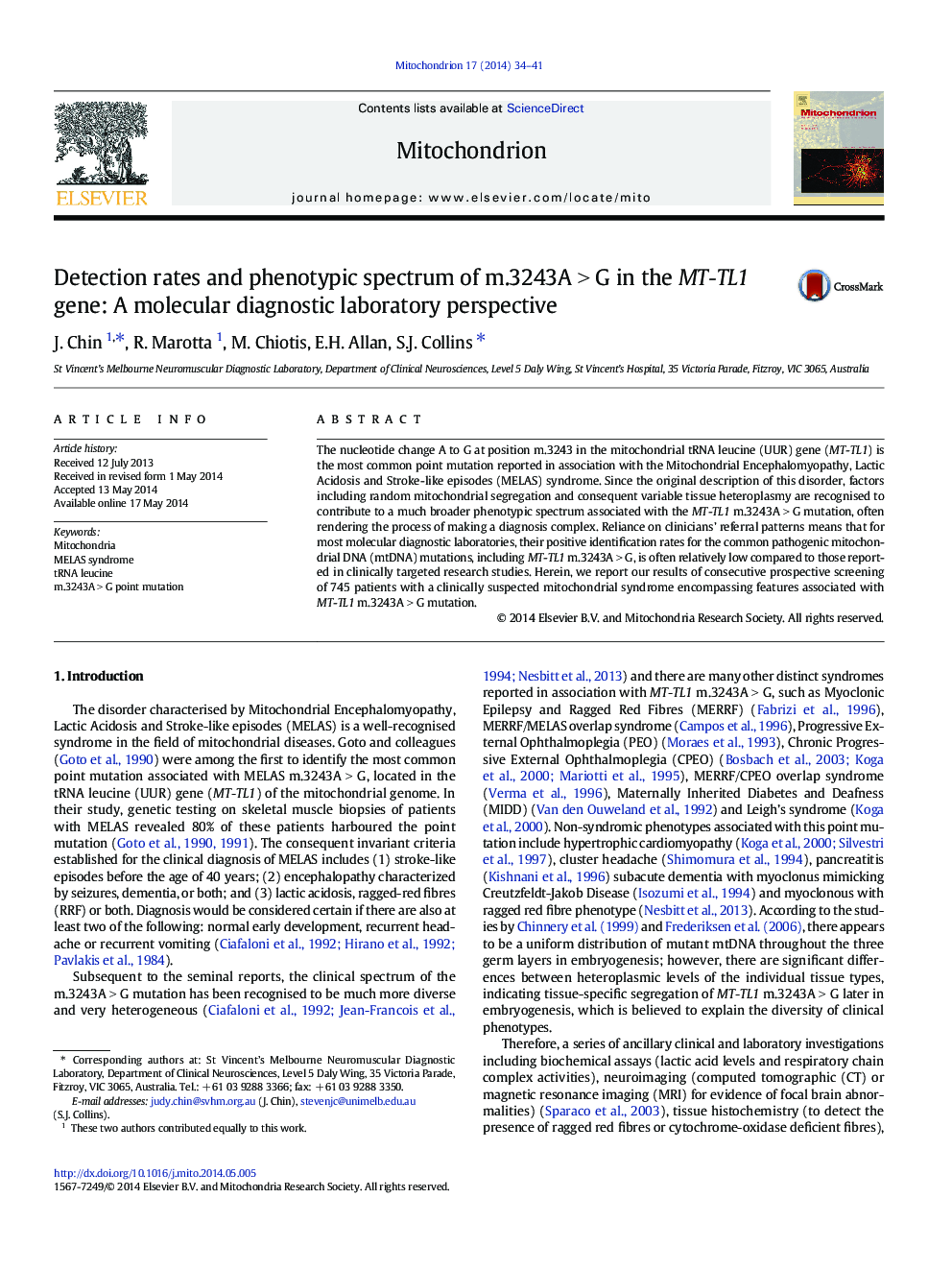 Detection rates and phenotypic spectrum of m.3243AÂ >Â G in the MT-TL1 gene: A molecular diagnostic laboratory perspective