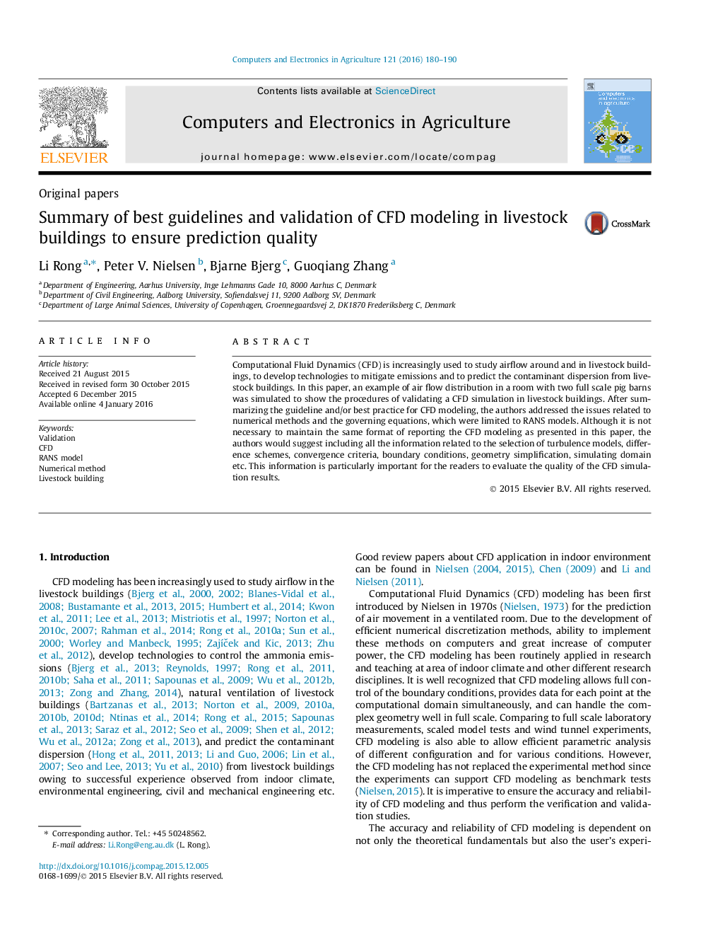 Summary of best guidelines and validation of CFD modeling in livestock buildings to ensure prediction quality