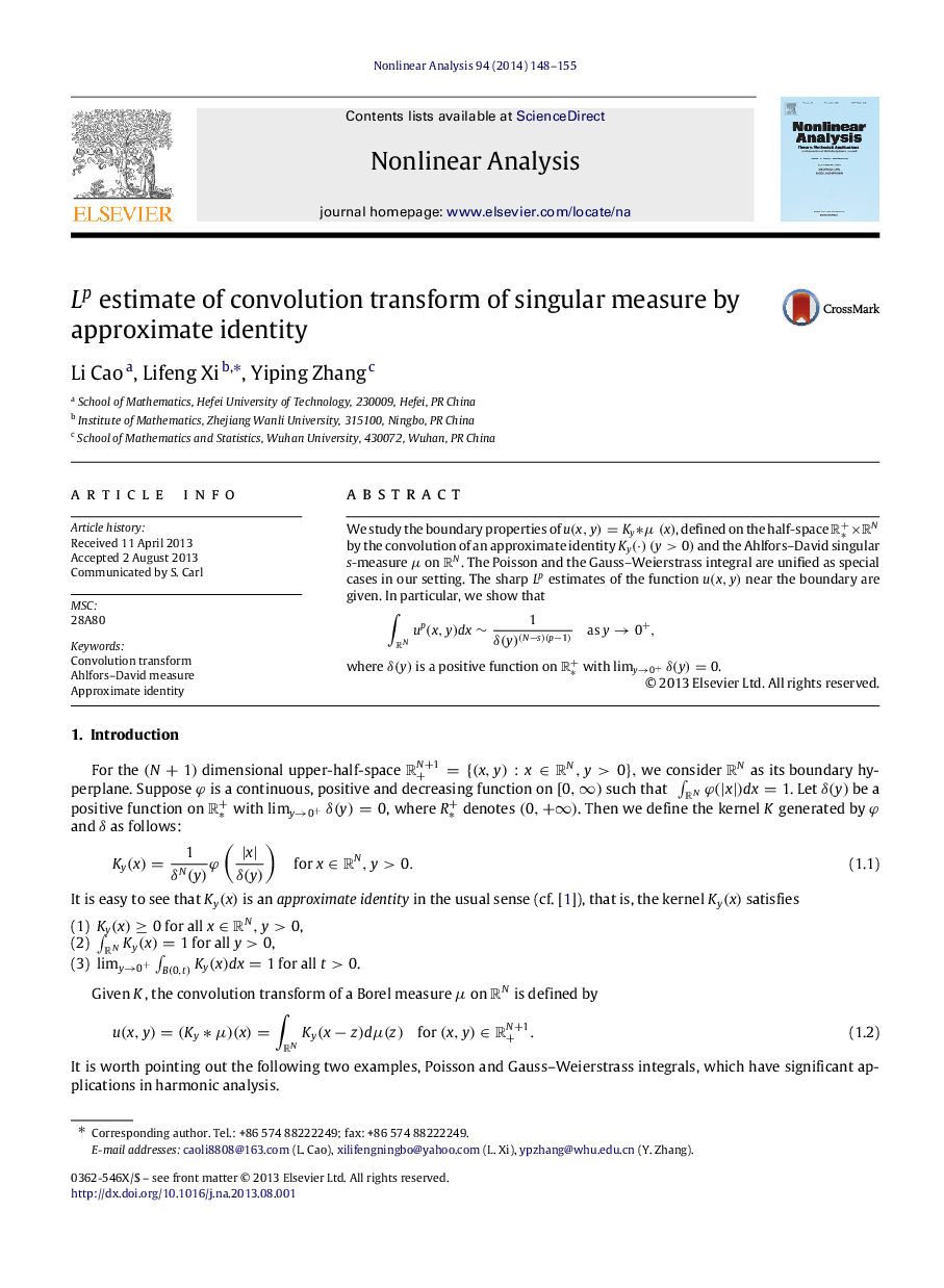 LpLp estimate of convolution transform of singular measure by approximate identity