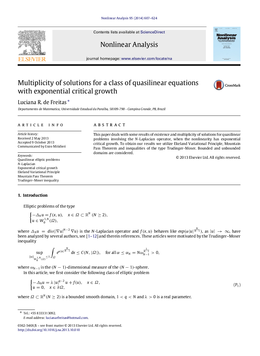 Multiplicity of solutions for a class of quasilinear equations with exponential critical growth