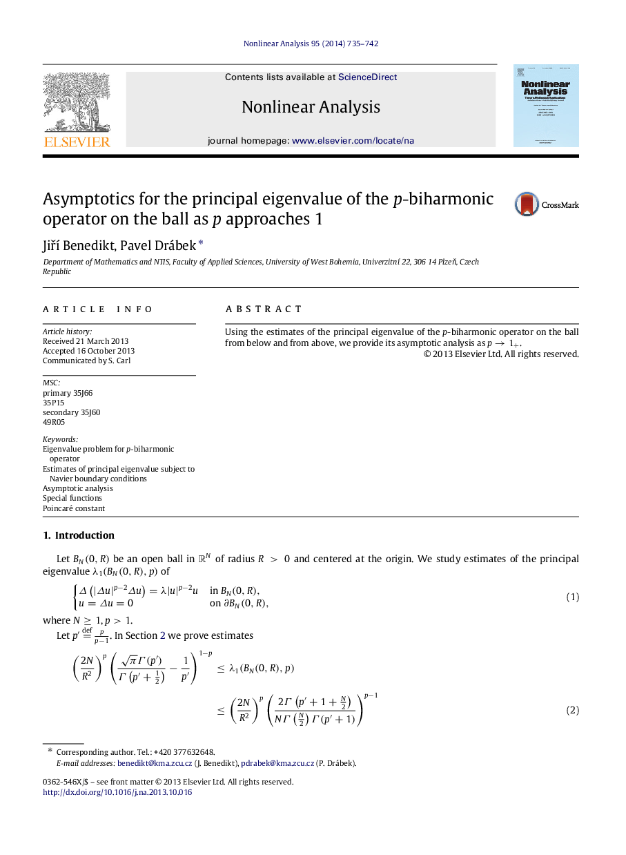 Asymptotics for the principal eigenvalue of the pp-biharmonic operator on the ball as pp approaches 1