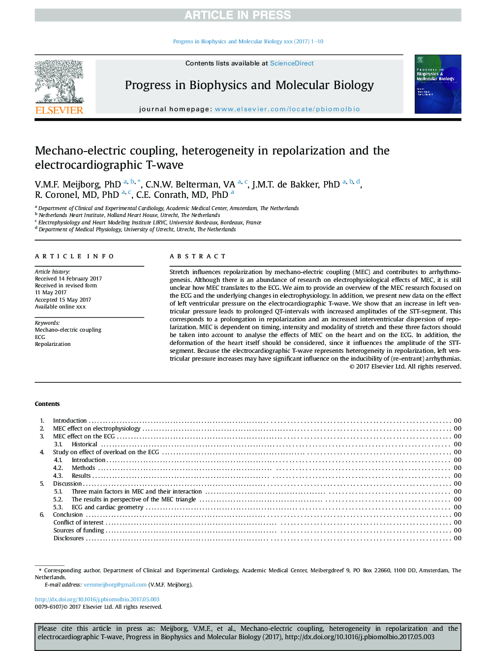 Mechano-electric coupling, heterogeneity in repolarization and the electrocardiographic T-wave