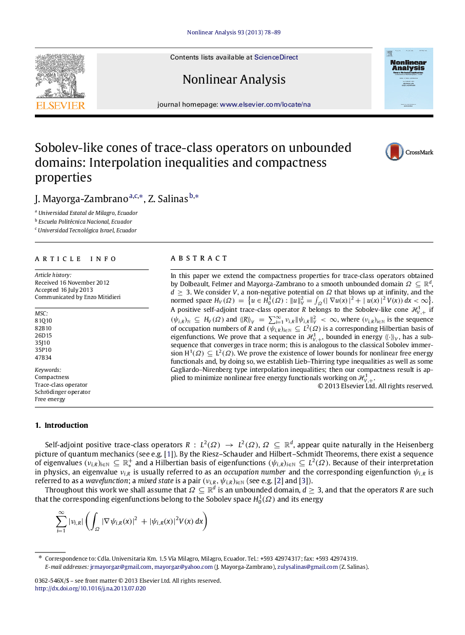 Sobolev-like cones of trace-class operators on unbounded domains: Interpolation inequalities and compactness properties