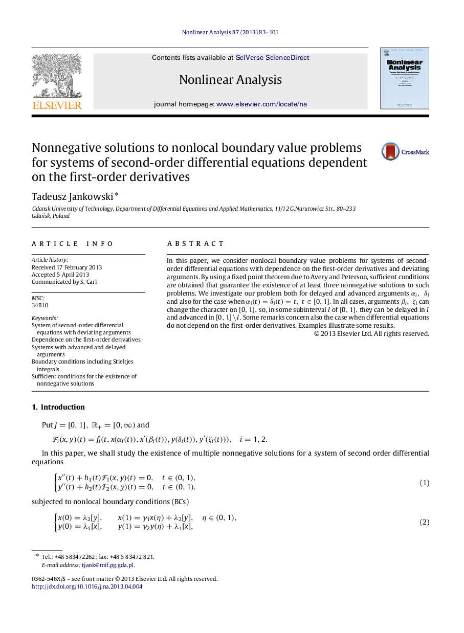 Nonnegative solutions to nonlocal boundary value problems for systems of second-order differential equations dependent on the first-order derivatives