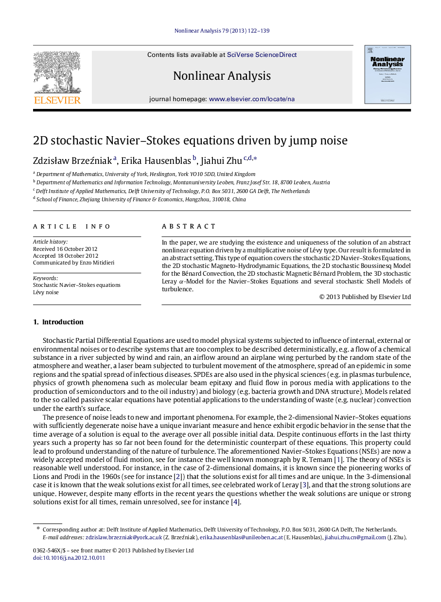 2D stochastic Navier–Stokes equations driven by jump noise