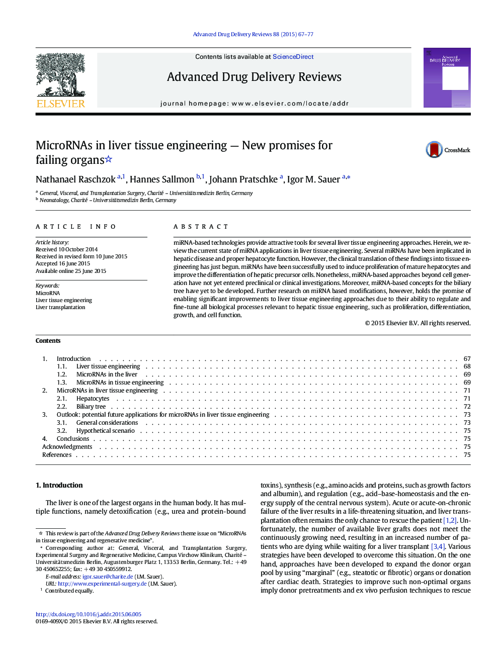 MicroRNAs in liver tissue engineering - New promises for failing organs