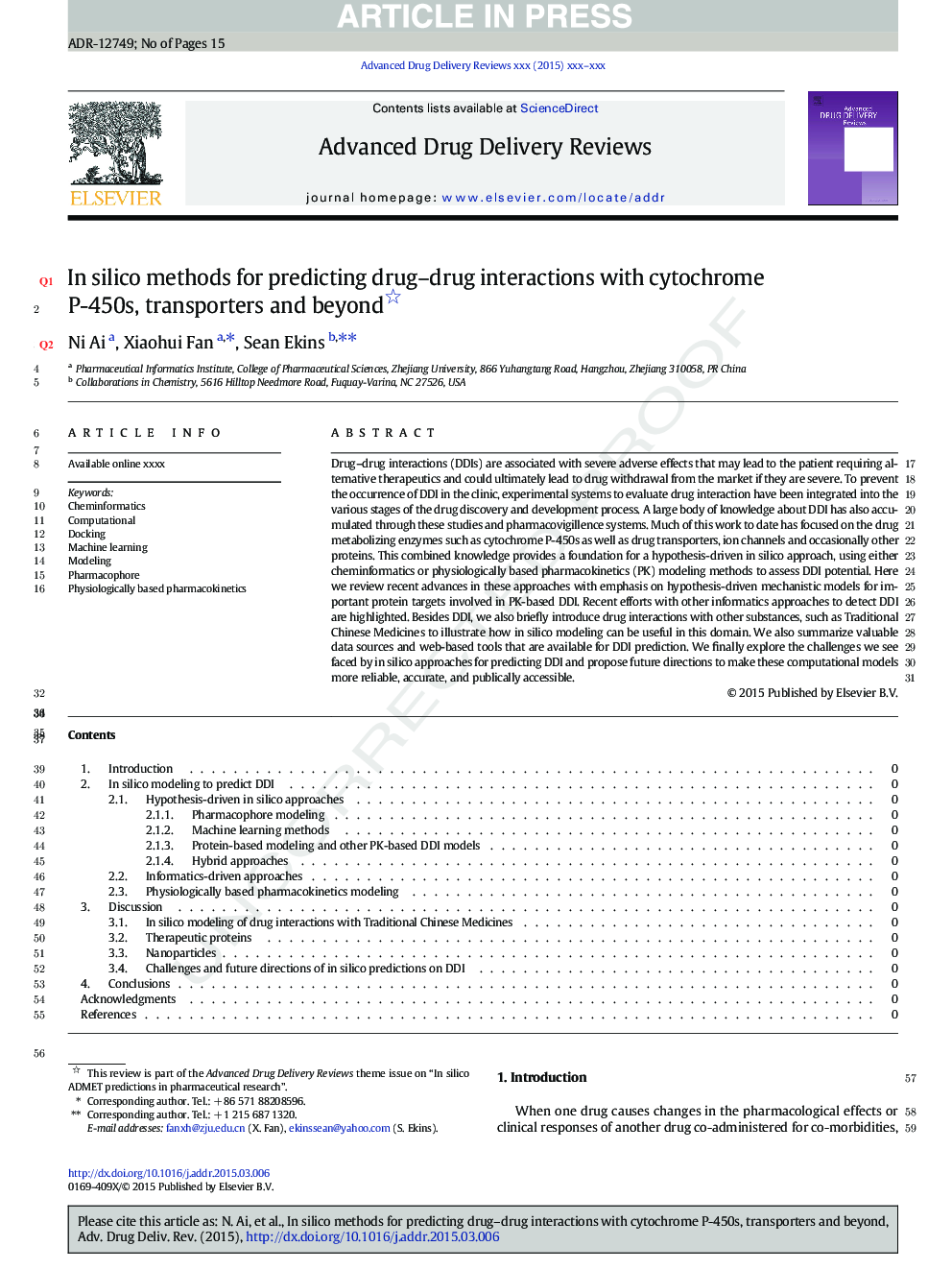 In silico methods for predicting drug-drug interactions with cytochrome P-450s, transporters and beyond