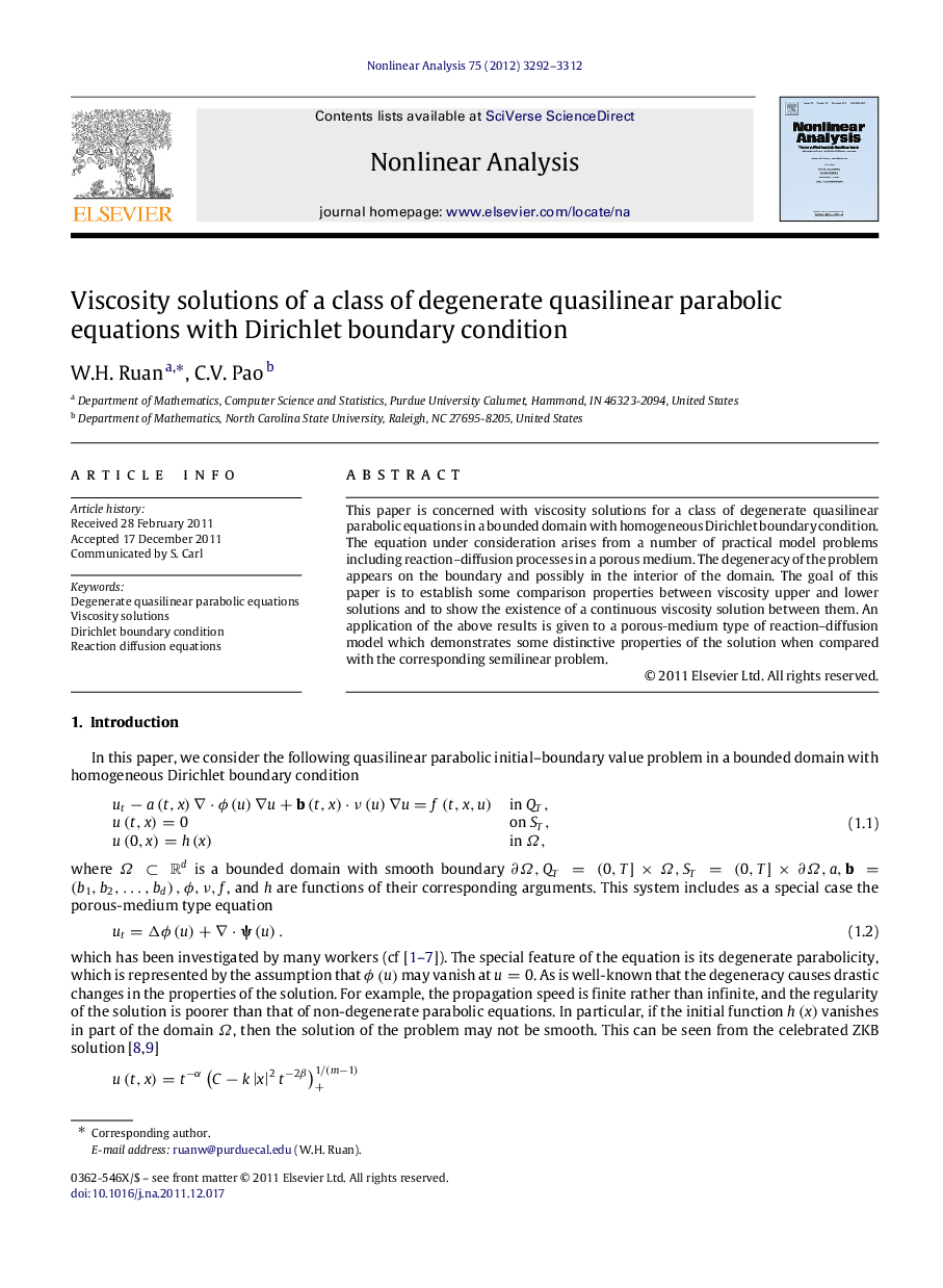 Viscosity solutions of a class of degenerate quasilinear parabolic equations with Dirichlet boundary condition