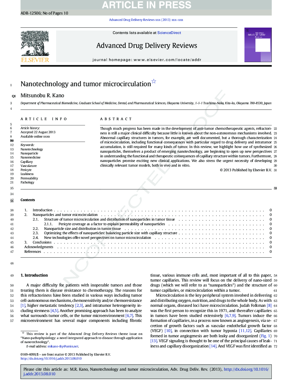 Nanotechnology and tumor microcirculation