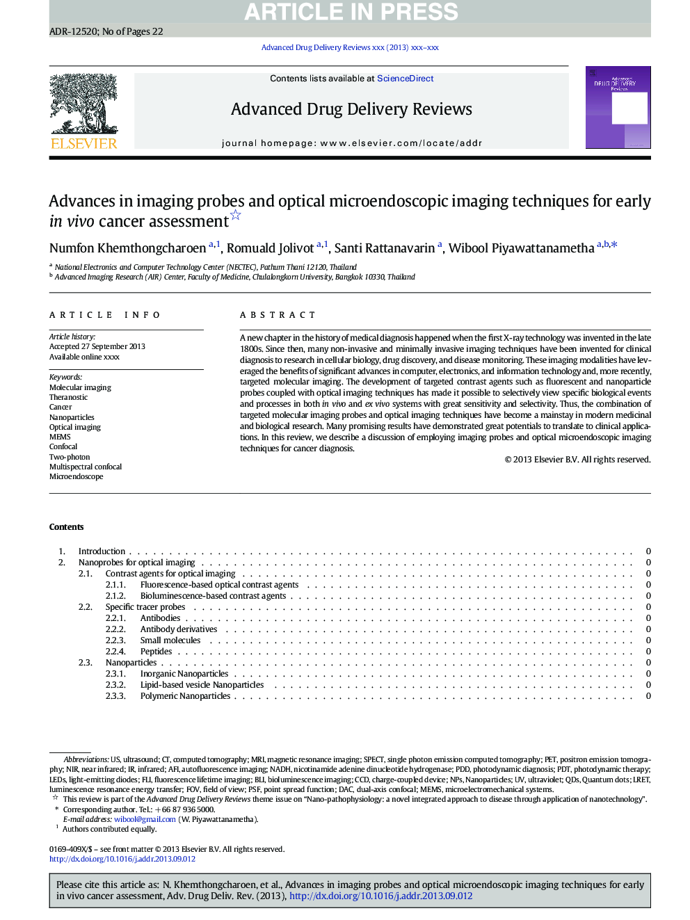 Advances in imaging probes and optical microendoscopic imaging techniques for early in vivo cancer assessment