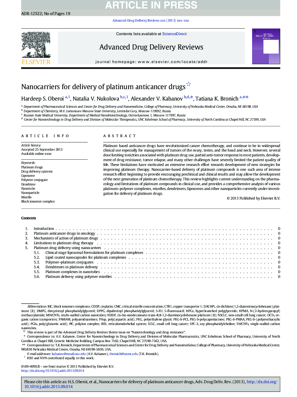 Nanocarriers for delivery of platinum anticancer drugs