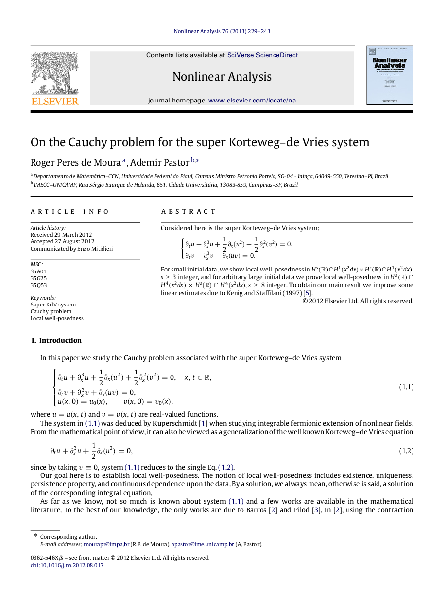 On the Cauchy problem for the super Korteweg-de Vries system