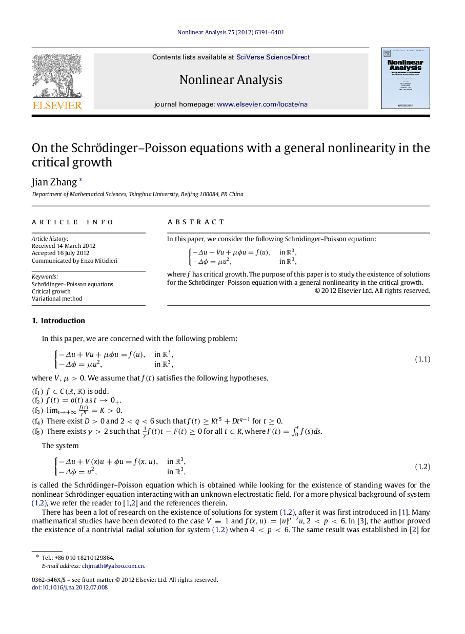 On the Schrödinger–Poisson equations with a general nonlinearity in the critical growth