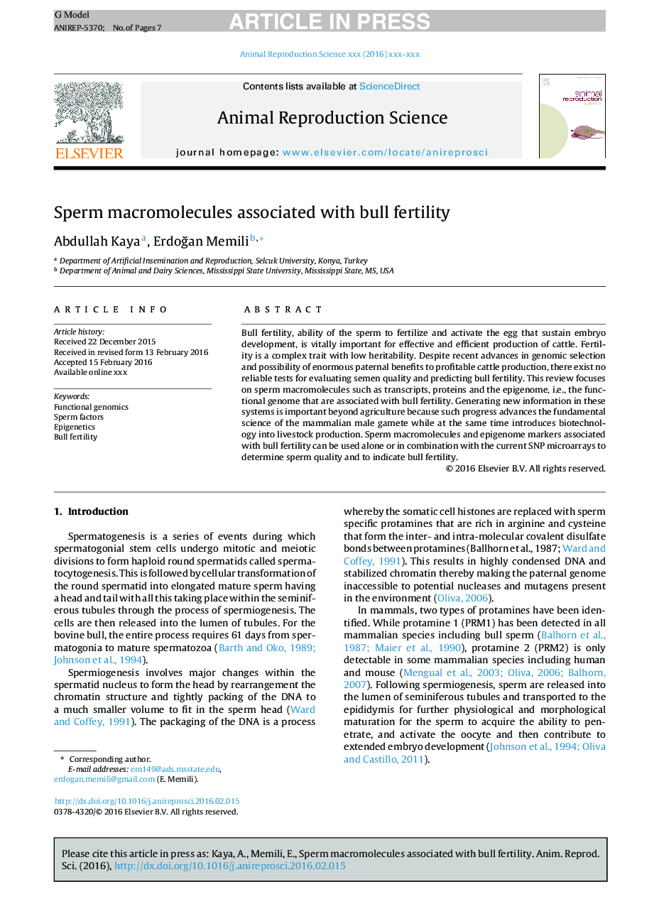 Sperm macromolecules associated with bull fertility