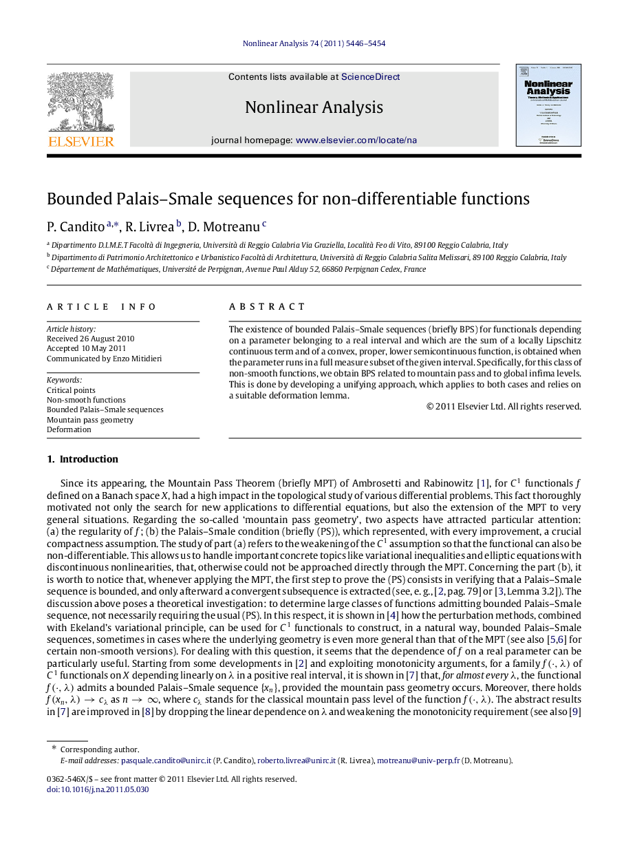 Bounded Palais–Smale sequences for non-differentiable functions