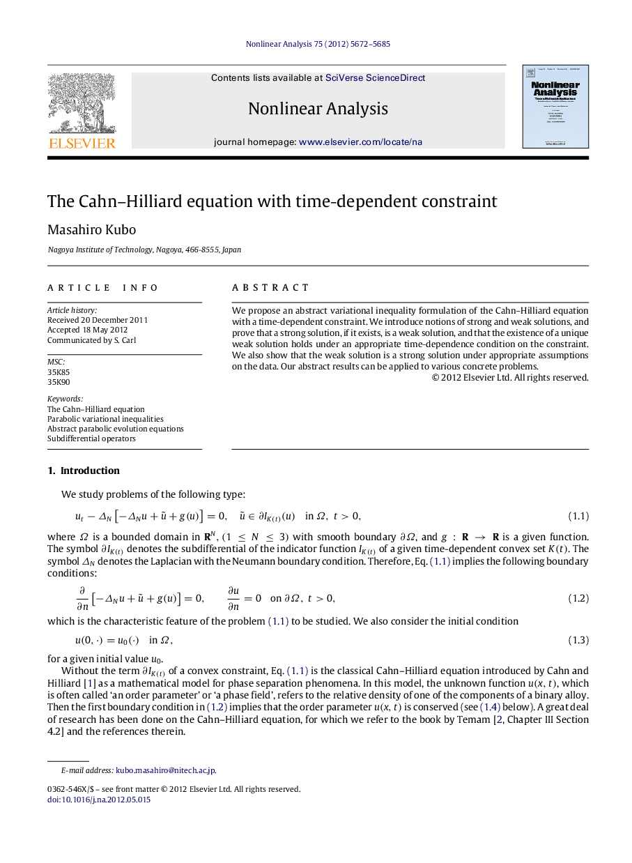 The Cahn–Hilliard equation with time-dependent constraint