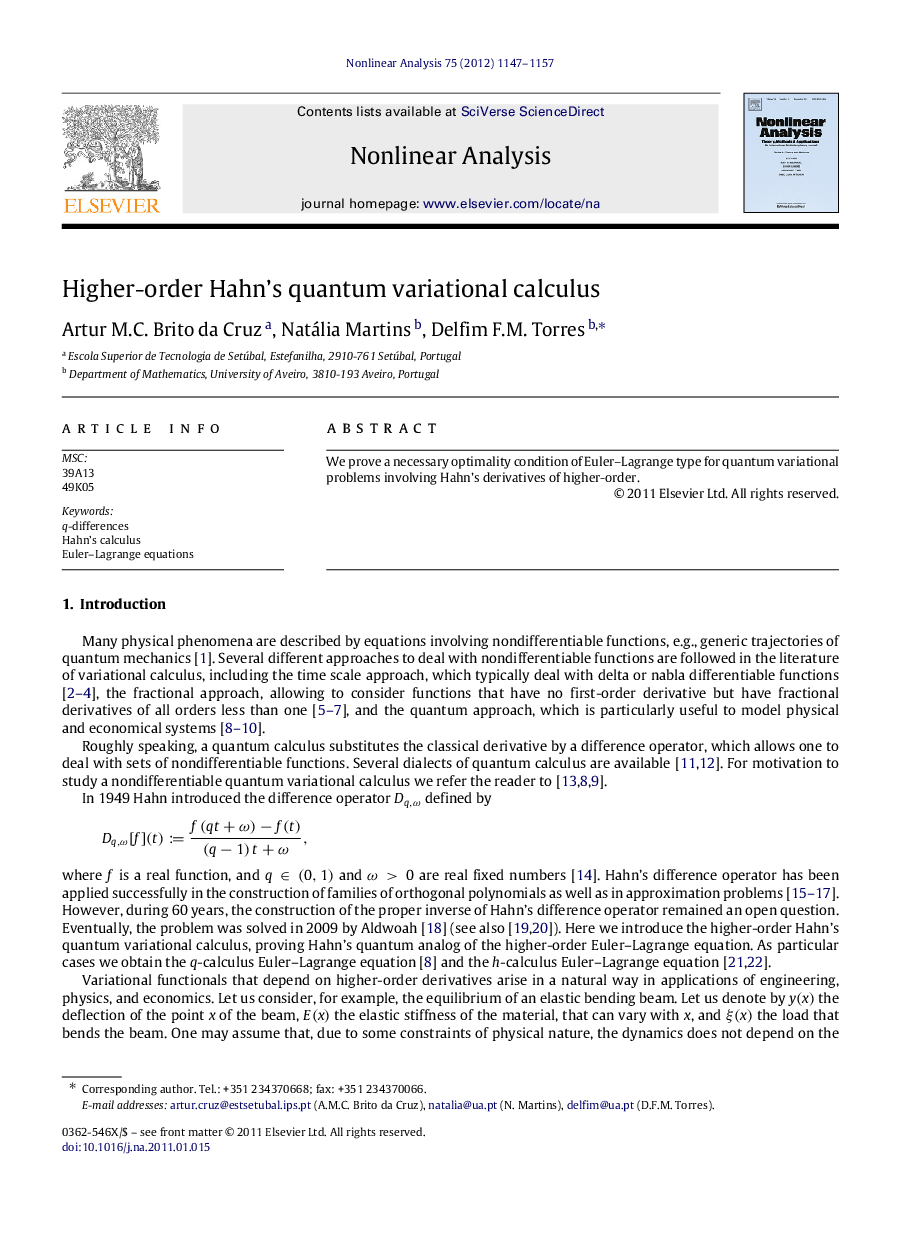 Higher-order Hahn's quantum variational calculus