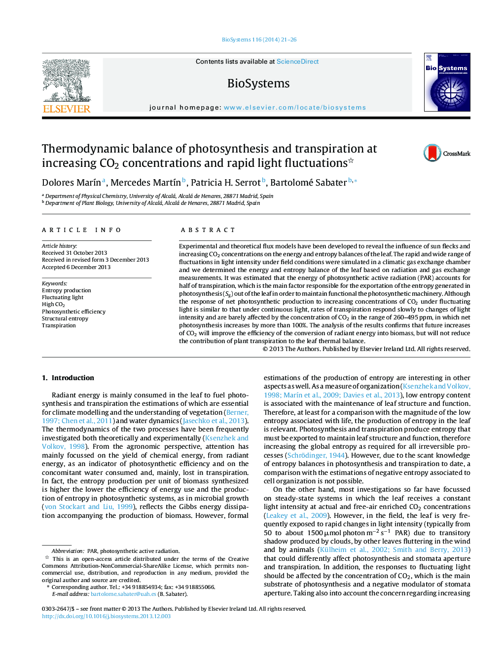 Thermodynamic balance of photosynthesis and transpiration at increasing CO2 concentrations and rapid light fluctuations