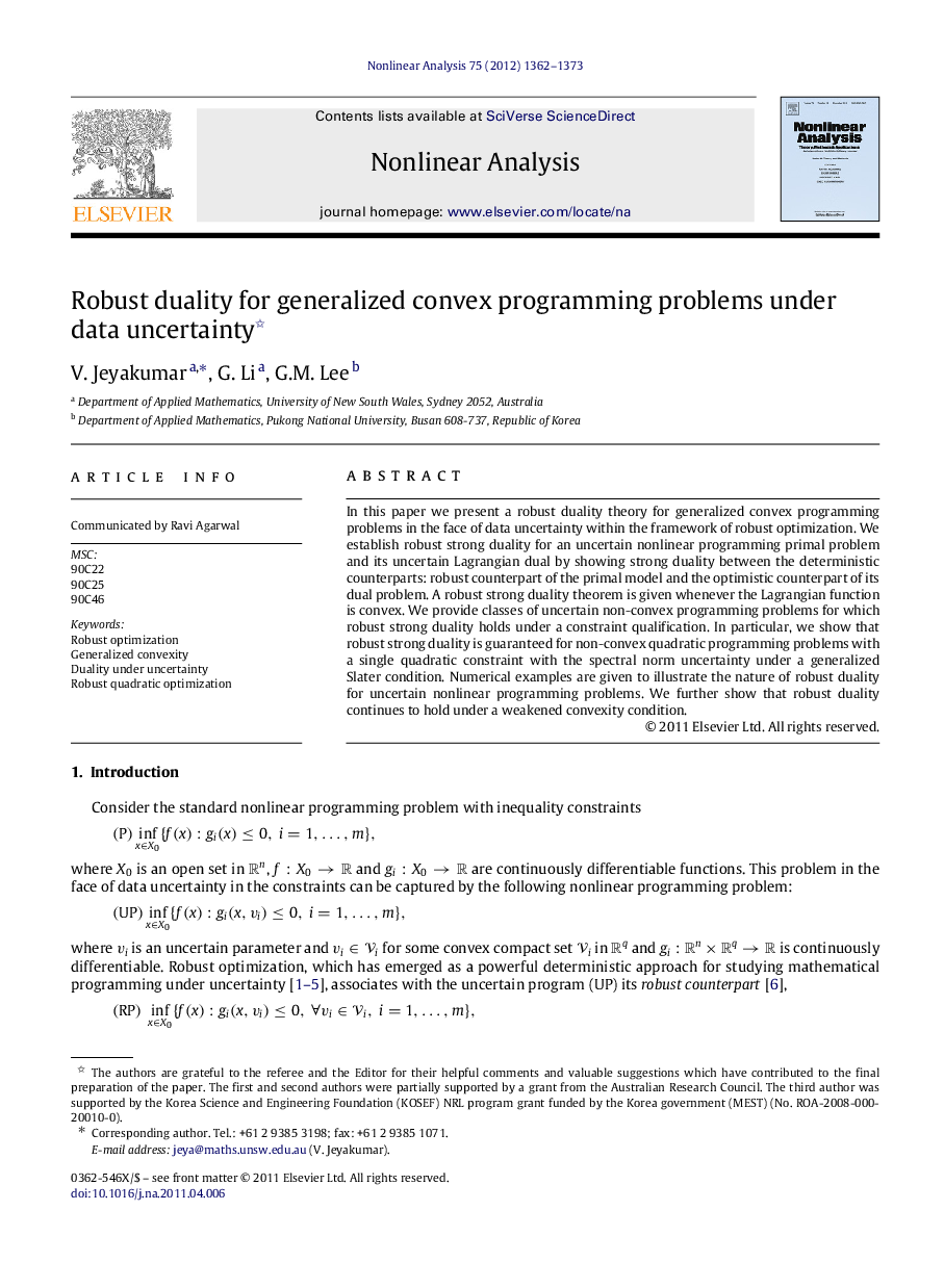 Robust duality for generalized convex programming problems under data uncertainty 