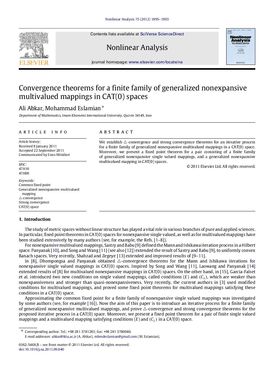 Convergence theorems for a finite family of generalized nonexpansive multivalued mappings in CAT(0) spaces