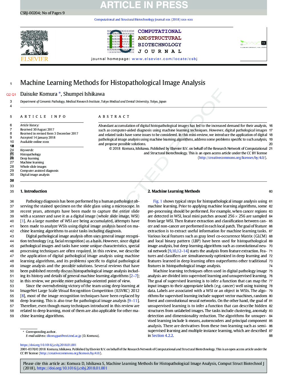 Machine Learning Methods for Histopathological Image Analysis