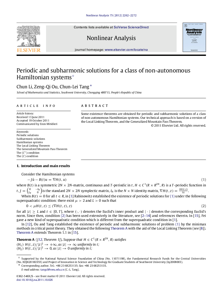 Periodic and subharmonic solutions for a class of non-autonomous Hamiltonian systems 