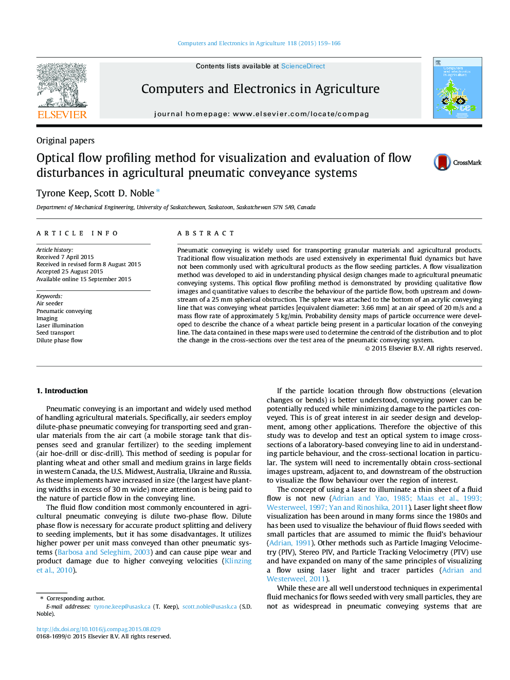 Optical flow profiling method for visualization and evaluation of flow disturbances in agricultural pneumatic conveyance systems