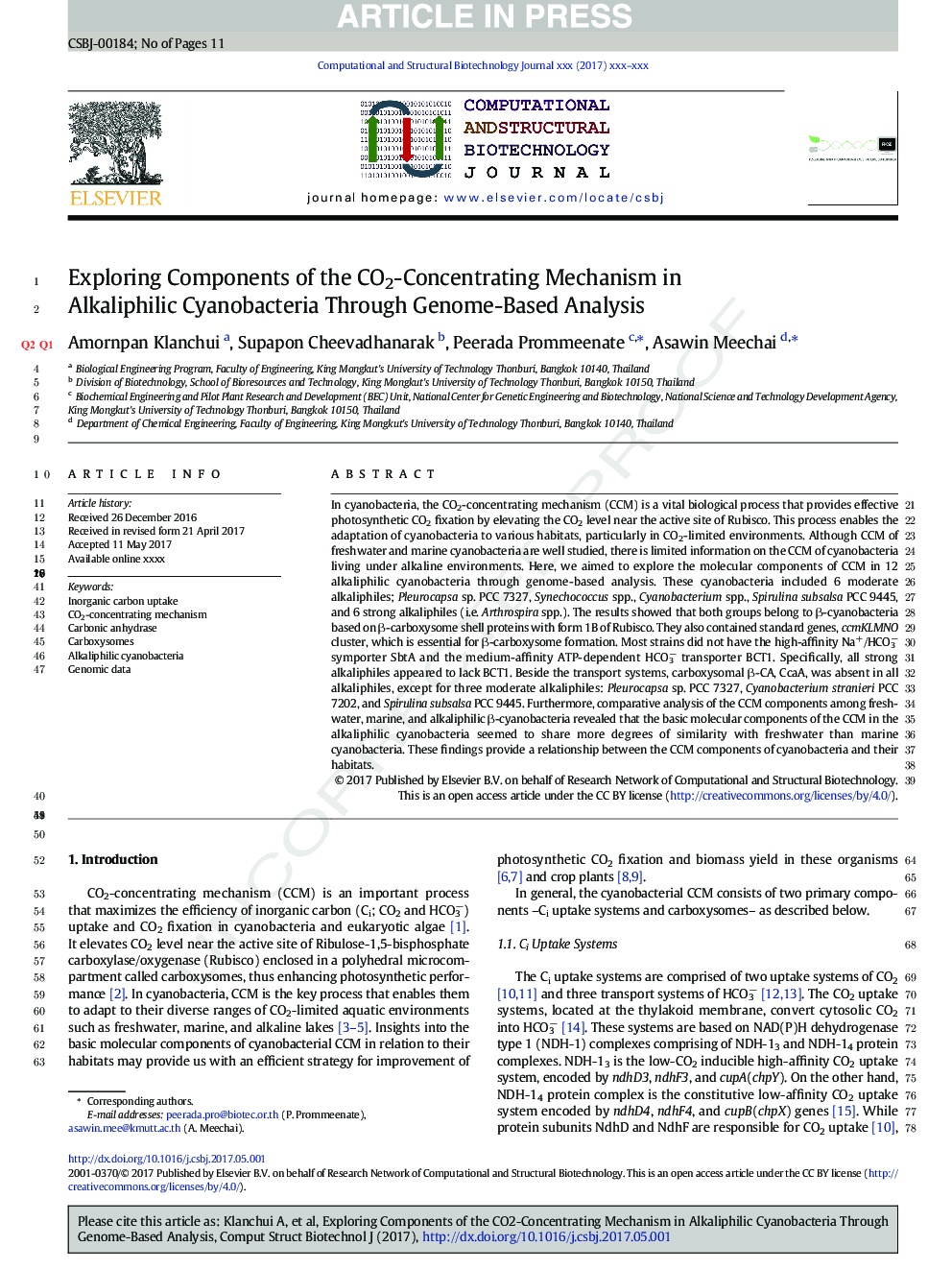 Exploring Components of the CO2-Concentrating Mechanism in Alkaliphilic Cyanobacteria Through Genome-Based Analysis