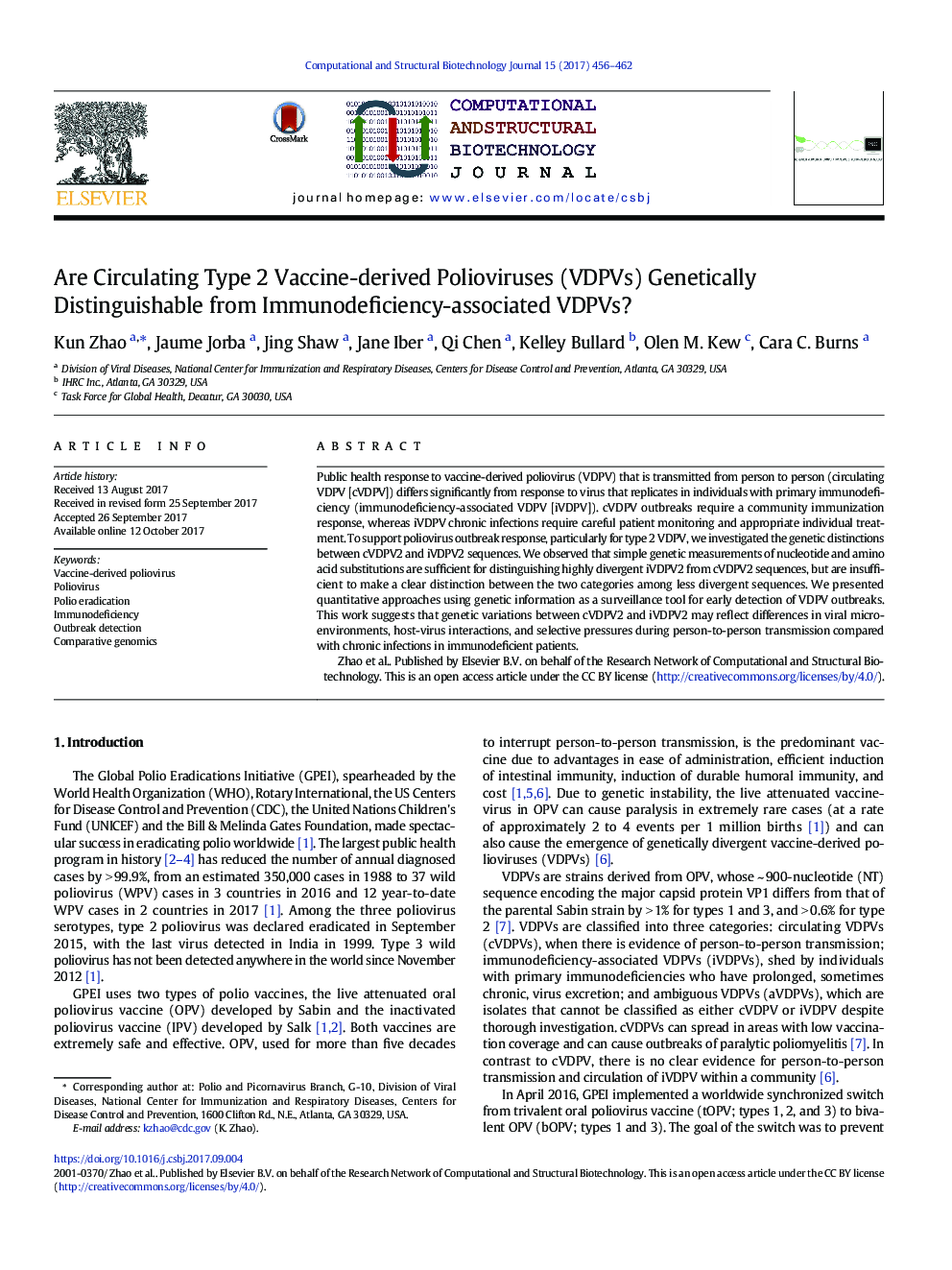 Are Circulating Type 2 Vaccine-derived Polioviruses (VDPVs) Genetically Distinguishable from Immunodeficiency-associated VDPVs?