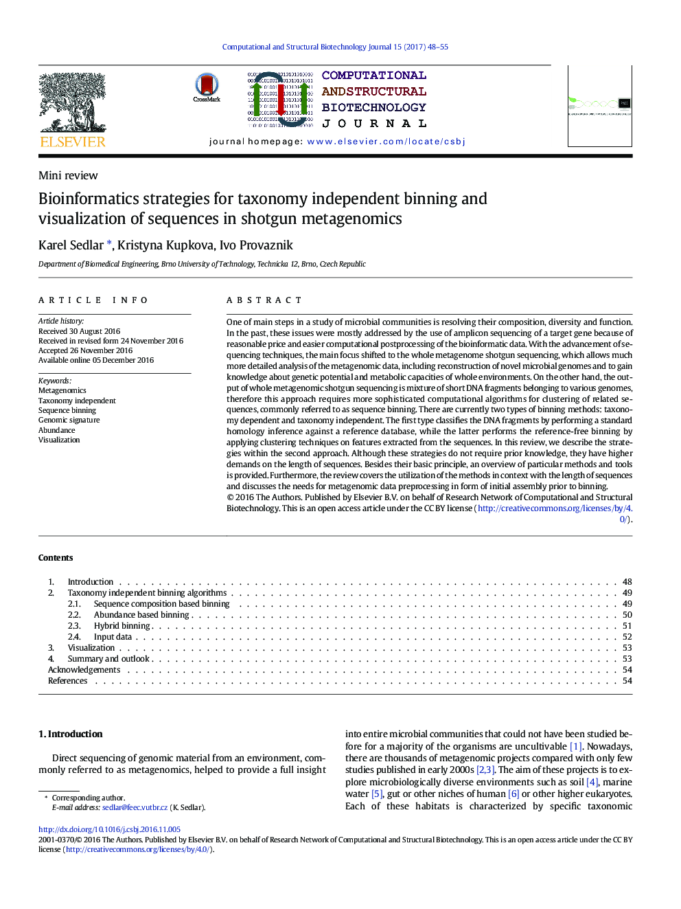 Bioinformatics strategies for taxonomy independent binning and visualization of sequences in shotgun metagenomics