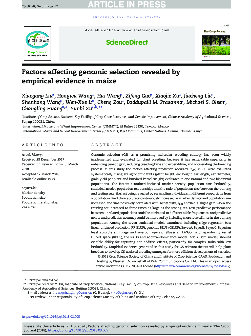 Factors affecting genomic selection revealed by empirical evidence in maize