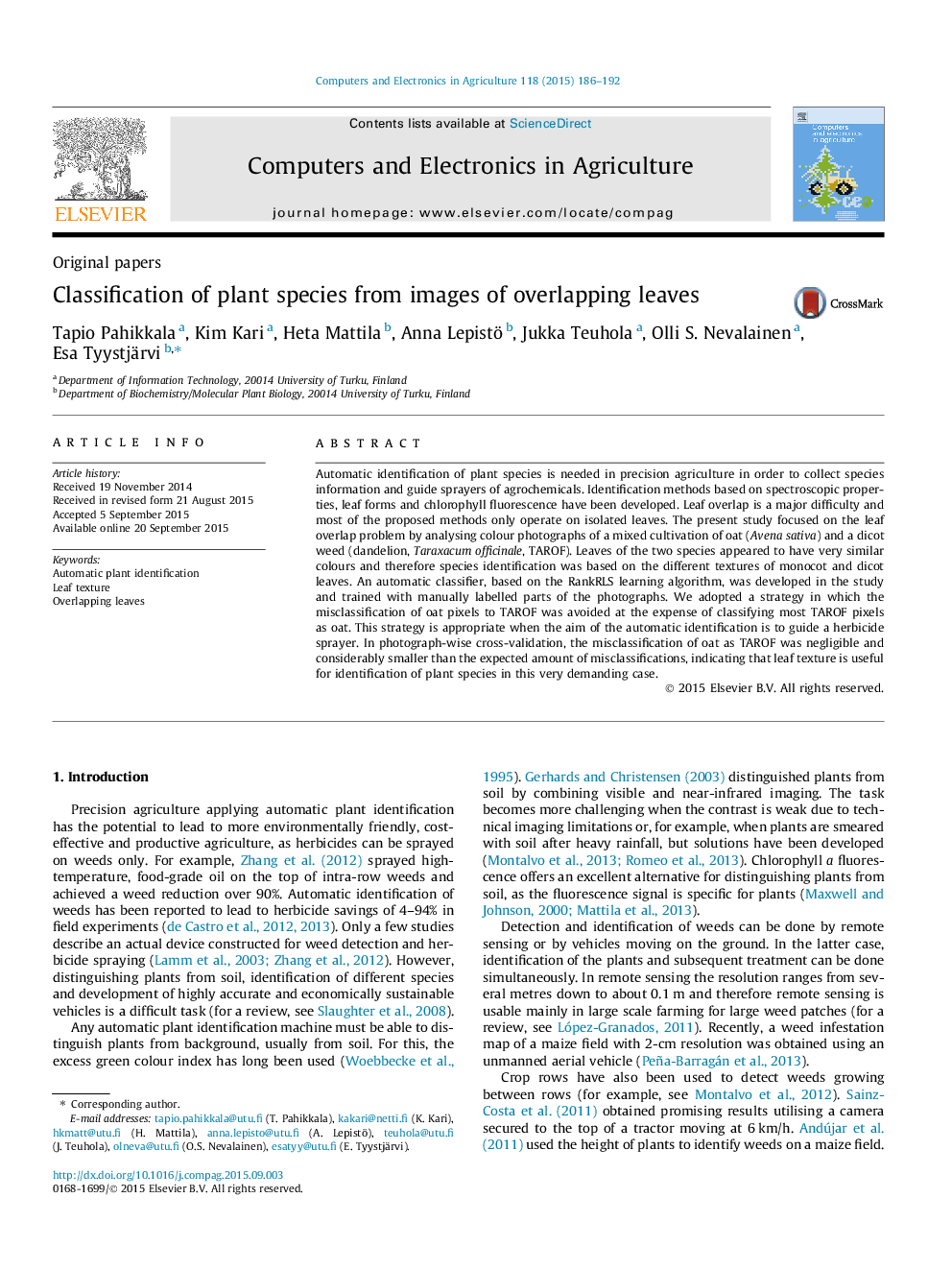 Classification of plant species from images of overlapping leaves