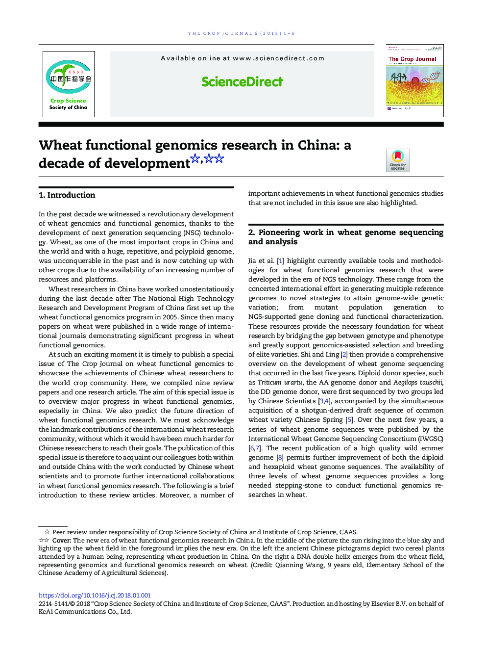 Wheat functional genomics research in China: a decade of development