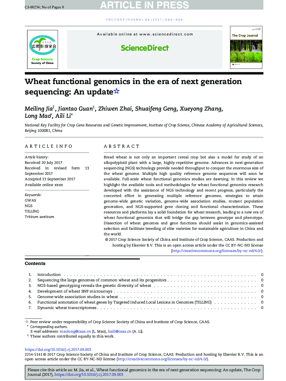 Wheat functional genomics in the era of next generation sequencing: An update