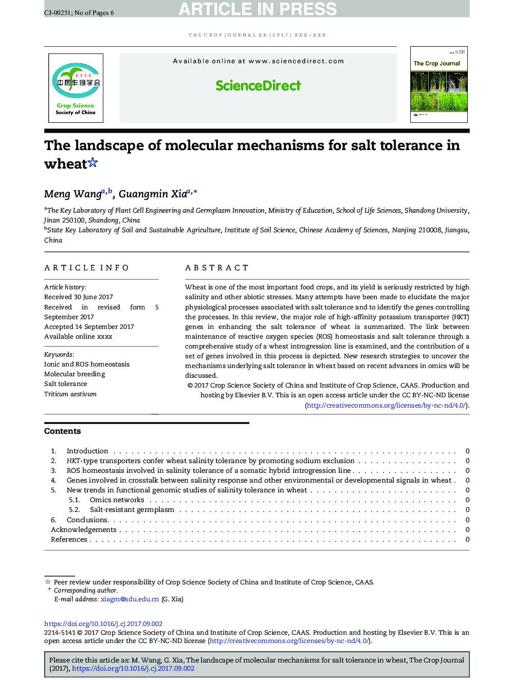 The landscape of molecular mechanisms for salt tolerance in wheat