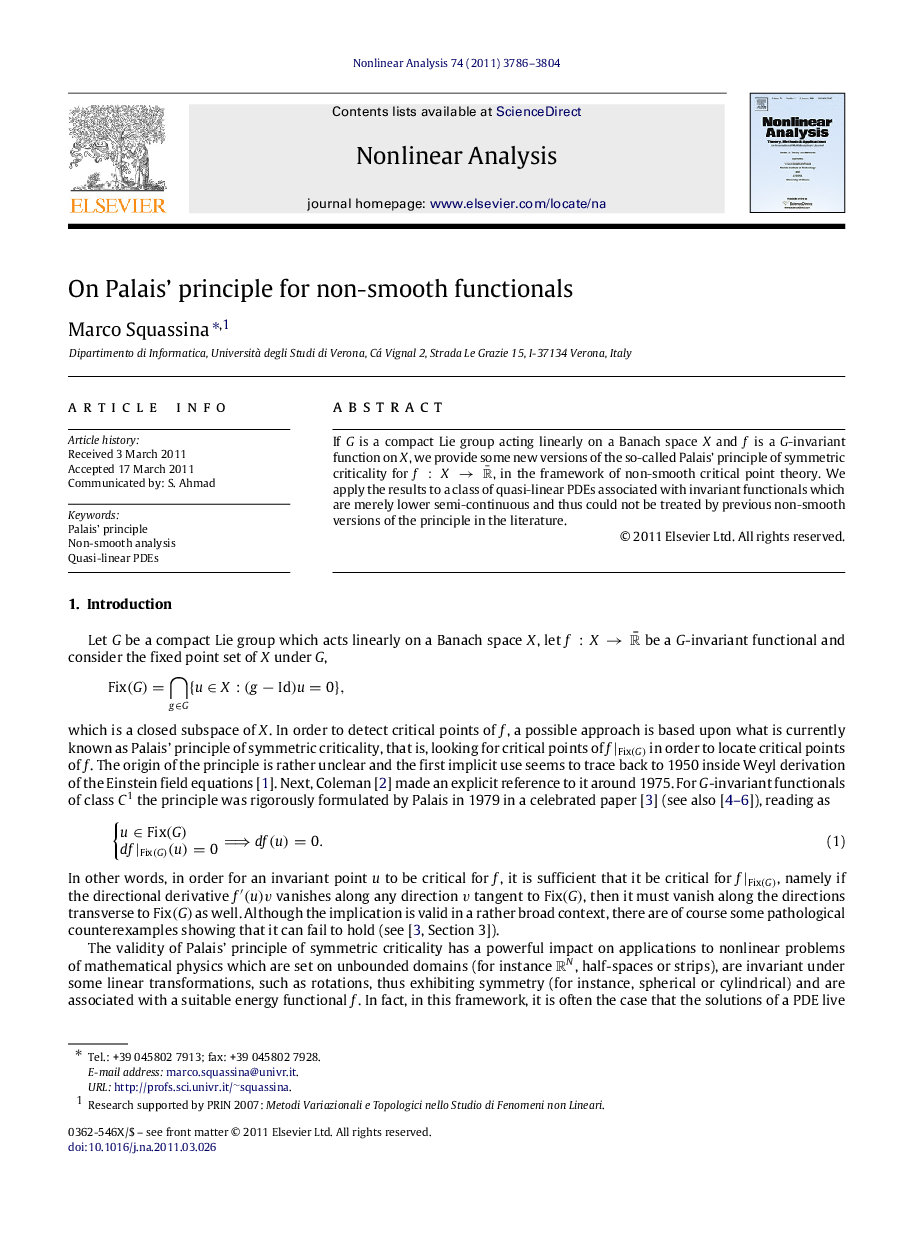 On Palais’ principle for non-smooth functionals