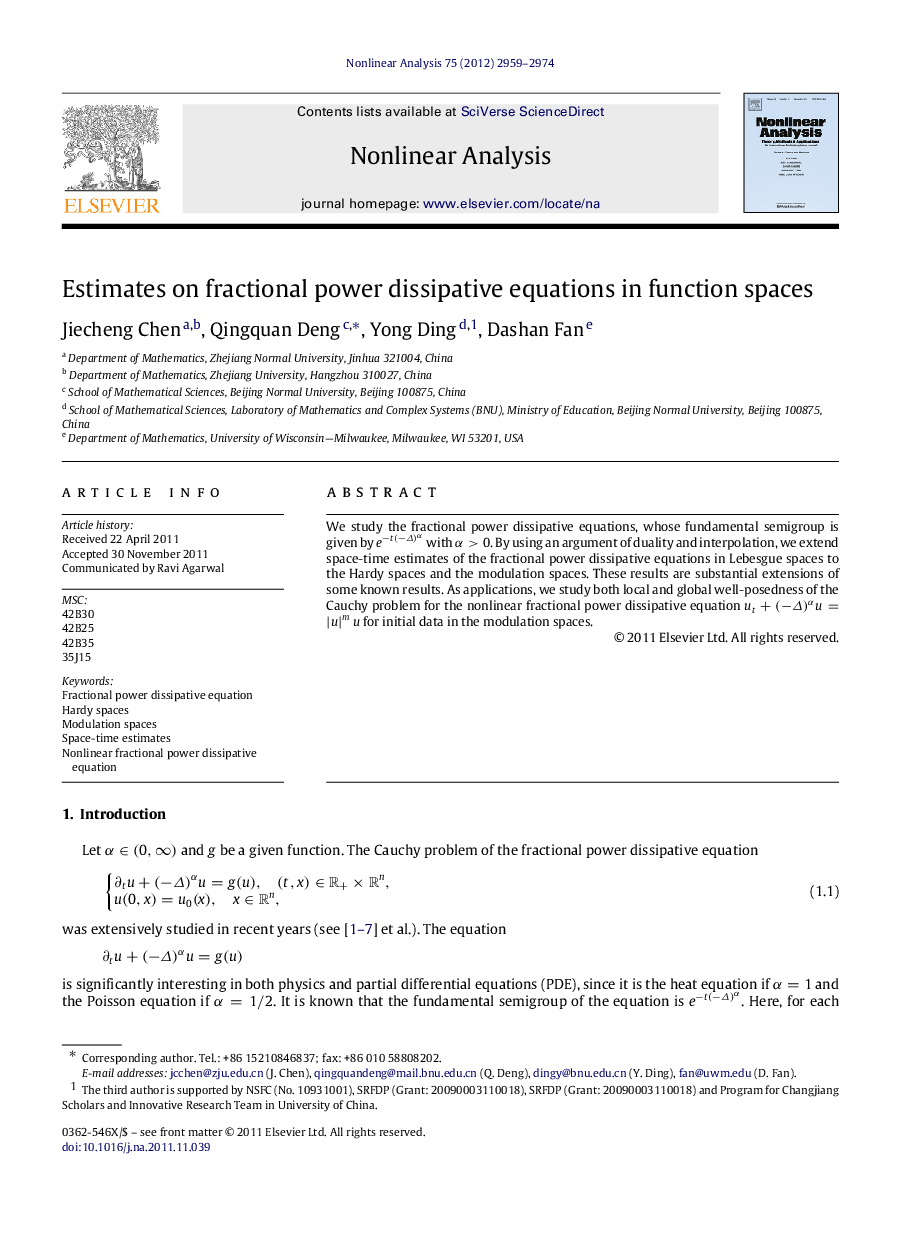 Estimates on fractional power dissipative equations in function spaces