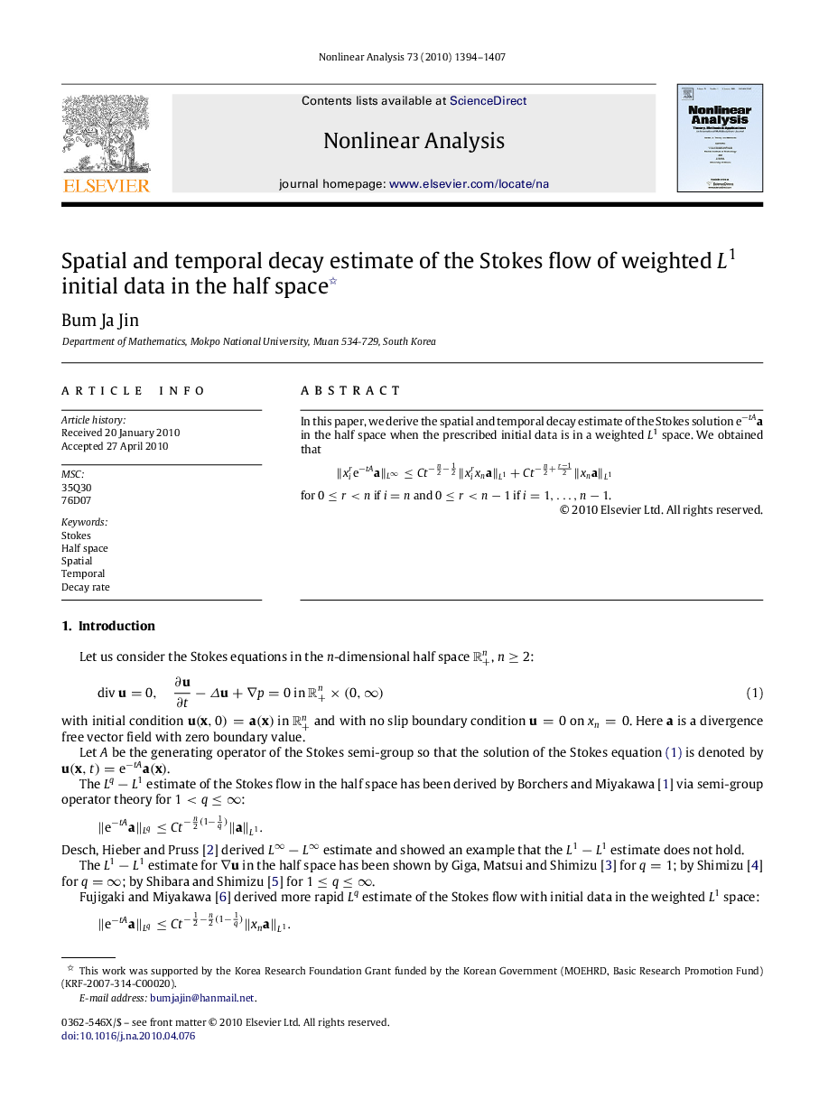 Spatial and temporal decay estimate of the Stokes flow of weighted L1 initial data in the half space