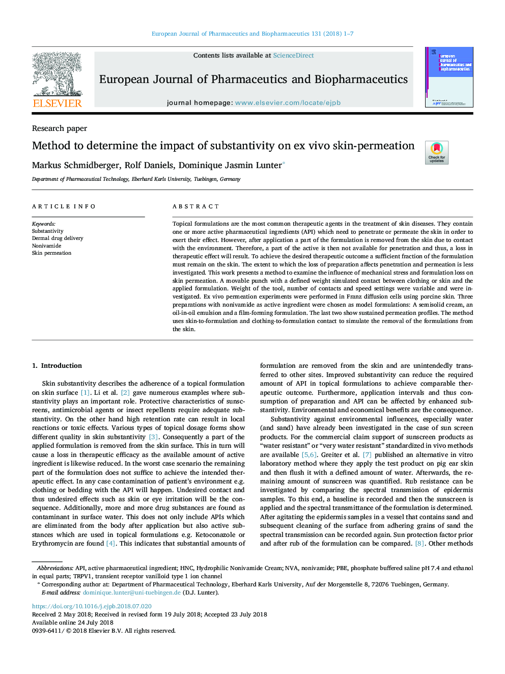 Method to determine the impact of substantivity on ex vivo skin-permeation