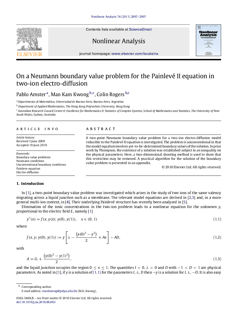 On a Neumann boundary value problem for the Painlevé II equation in two-ion electro-diffusion