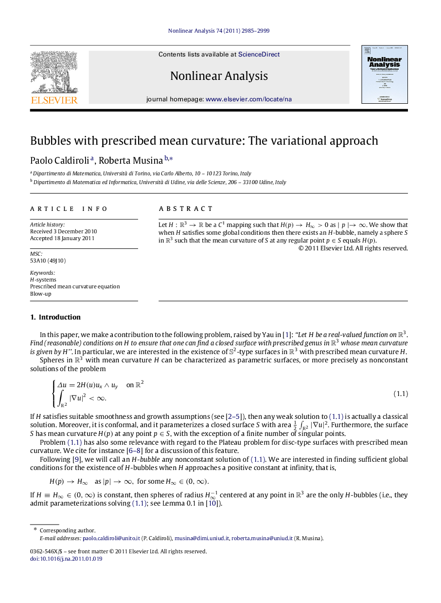 Bubbles with prescribed mean curvature: The variational approach