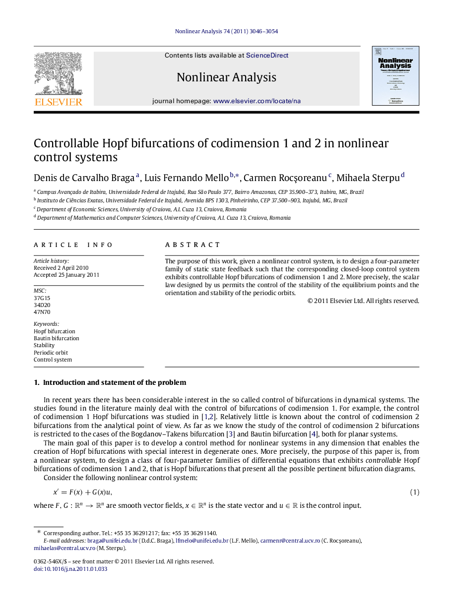 Controllable Hopf bifurcations of codimension 1 and 2 in nonlinear control systems