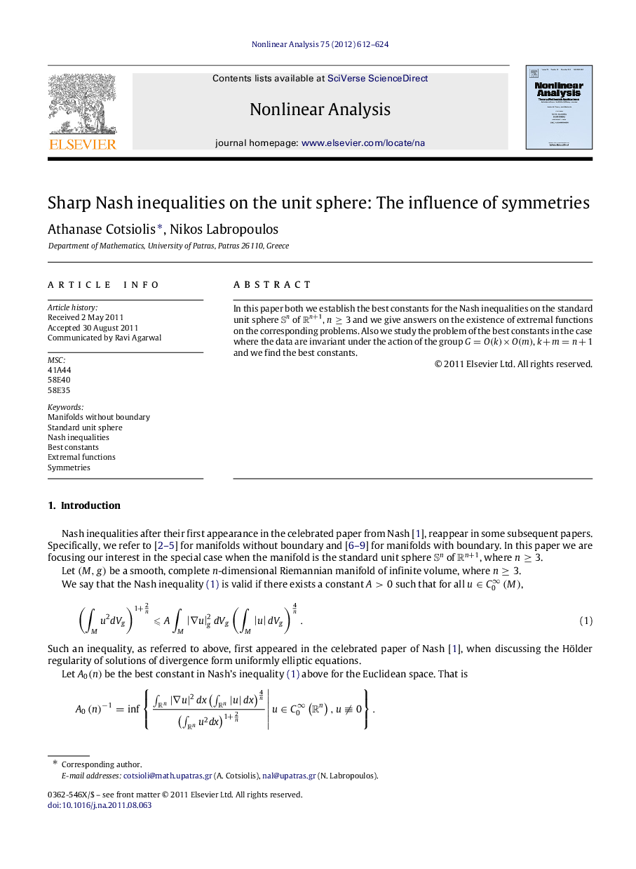 Sharp Nash inequalities on the unit sphere: The influence of symmetries