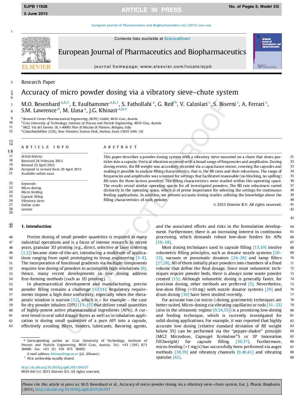 Accuracy of micro powder dosing via a vibratory sieve-chute system