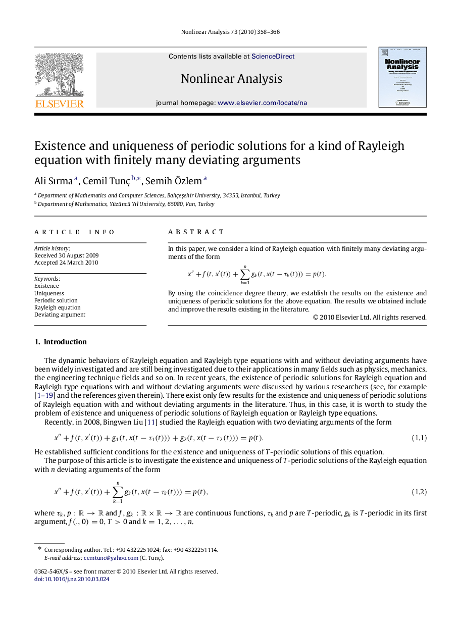 Existence and uniqueness of periodic solutions for a kind of Rayleigh equation with finitely many deviating arguments