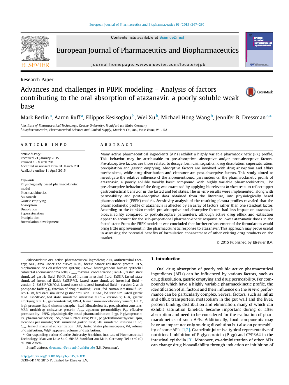 Advances and challenges in PBPK modeling - Analysis of factors contributing to the oral absorption of atazanavir, a poorly soluble weak base